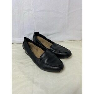 Clarks Haydn Harvest Flat Women's 6.5 W Black Leather Slip On Loafer Shoes 15260